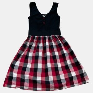 Chrome Dress Women TT Red Raiders Black Gingham Plaid Tank Top Skirt Size Large